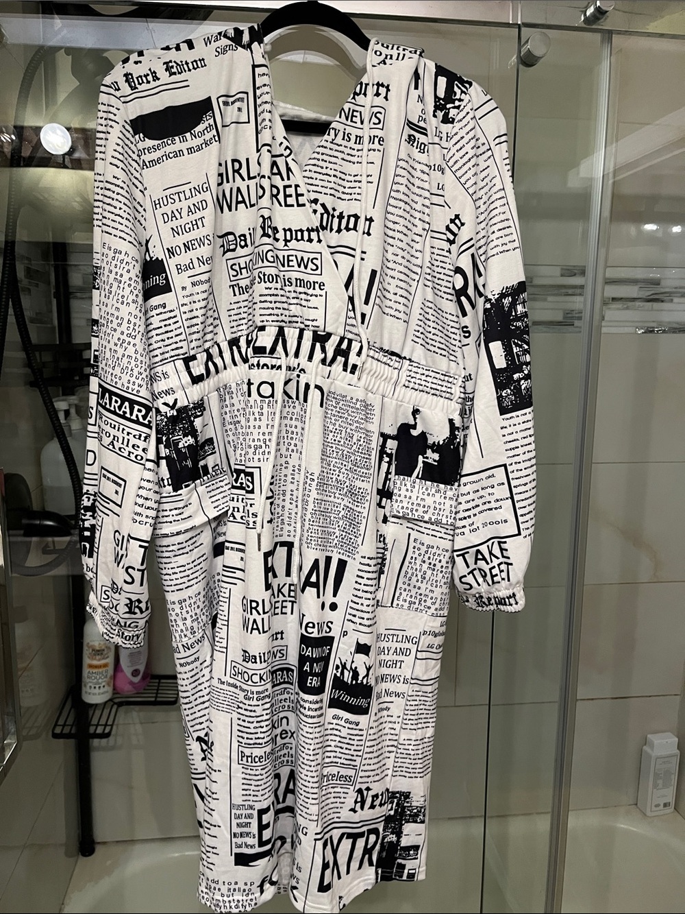 Black & White Newspaper Print Long dress